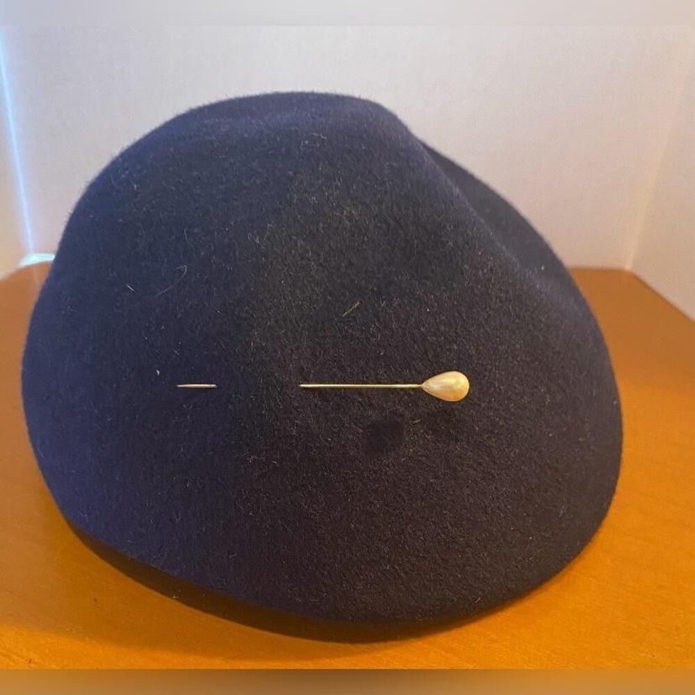 Vintage Merrimac Hat Fascinator Womens One Size Black Wool Felt Formal
